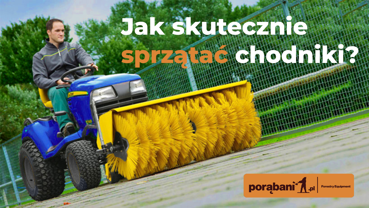 Jak skutecznie sprzątać chodniki? Narzędzia ręczne i dostawki do traktorków ogrodowych